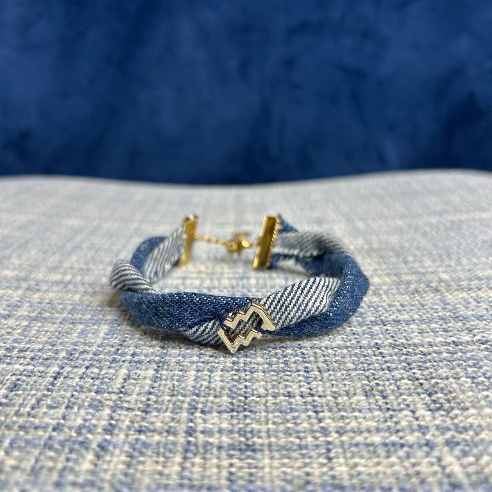 Handmade Hand In Hem 🌍 Zodiac Denim Bracelet with Gold Plated Accents